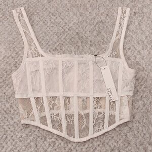 NWT, Steele White Lace Corset Top